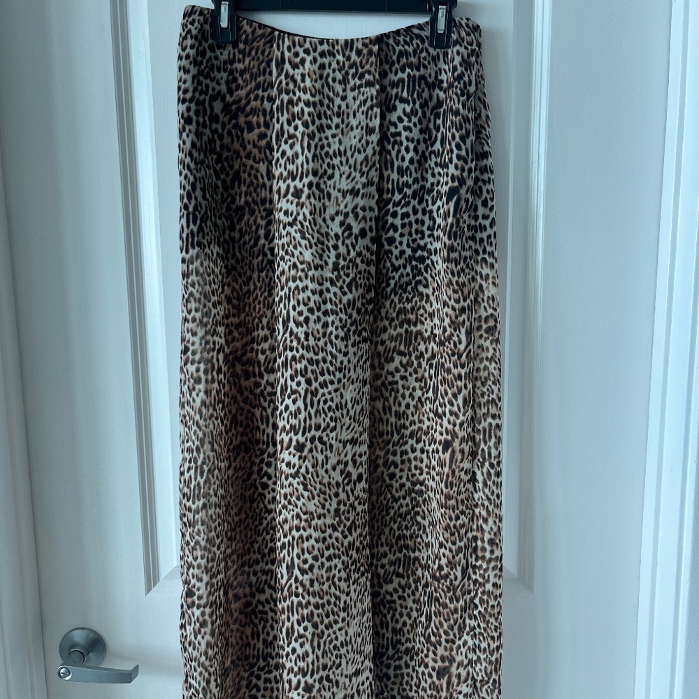 Leopard Print Maxi Skirt with Built-in Shorts